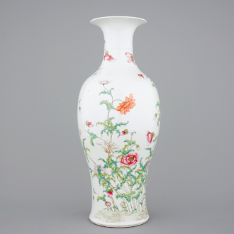 A tall Chinese porcelain famille rose vase, Hongxian mark, early 20th C.
