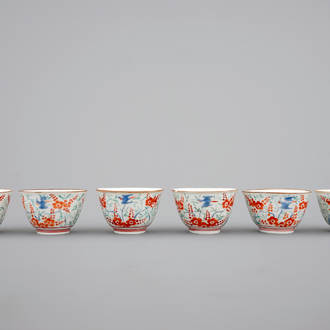 Six Japanese Kakiemon porcelain cups, 18th C.