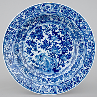 A large Chinese blue and white deep dish, Kangxi, ca. 1700