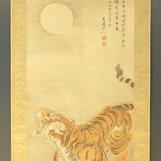 A large Chinese scroll painting of a tiger, 19/20th C.
