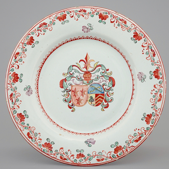 A Dutch Delft doré armorial plate, 18th C.