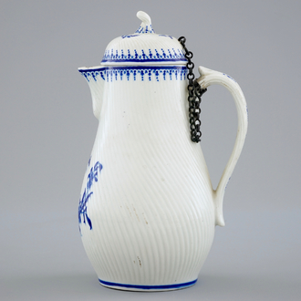 A blue and white jug and cover, Tournai porcelain, 18th C.