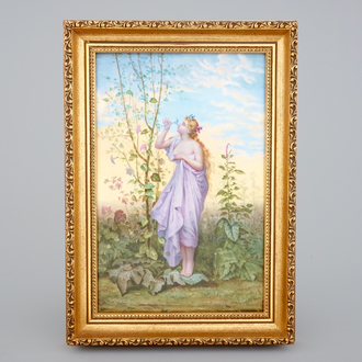 A Sèvres plaque after Jean-Louis Hamon: Aurora, signed Lievrat, 19th C.