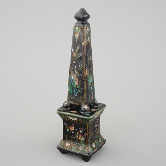 A very rare Dutch Delft black obelisk, ca. 1700