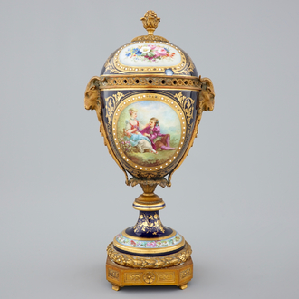 A bronze mounted Sèvres porcelain bowl and cover, 19th C.