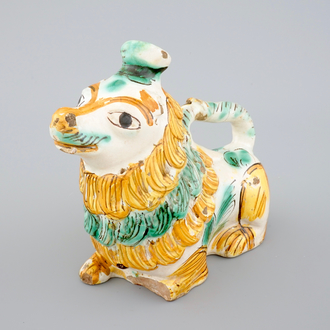 An Italian maiolica dog shaped acquamanile, Ariano Irpino, 18/19th C.