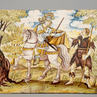 Une plaque en majolique italienne de Castelli, 17/18ème