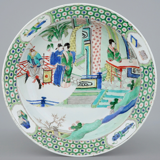 Een grote Chinese famille verte schotel, Kangxi