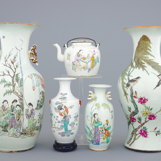 Een gevarieerd lot Chinees famille rose porselein, 19/20e eeuw