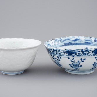 Twee Chinese kommen in kraakporselein, Ming, Wanli