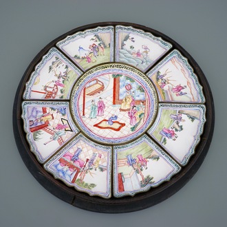 Een Chinese rijsttafel in Canton emaille in originele doos, 19e eeuw