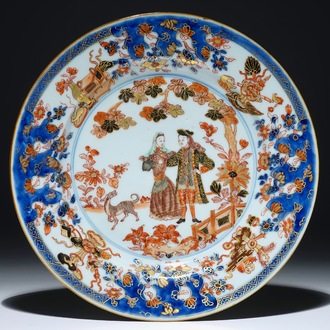 Een Chinees verte-imari “Gouverneur Duff” bord, Yongzheng