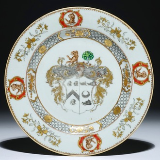Een Chinees export wapenbord met wapen van "More Impaling Hog", Qianlong