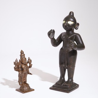 Twee bronzen figuren, India of Nepal, 18/19e eeuw