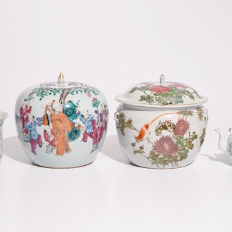 Un lot varié en porcelaine de Chine famille rose et qianjiang cai, 19/20ème