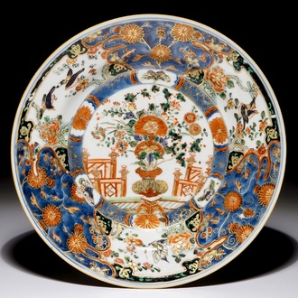 Une assiette en porcelaine de Chine famille verte à décor Stanislaw, Kangxi
