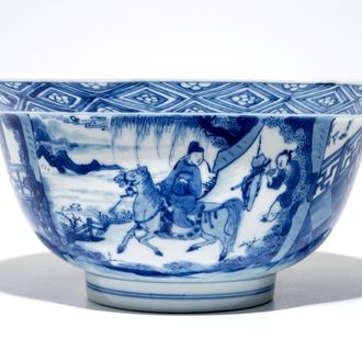 Un bol de type klapmuts en porcelaine de Chine bleu et blanc, marque et époque de Kangxi