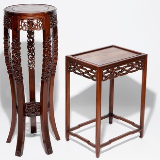 Twee Chinese houten sokkels, 20e eeuw