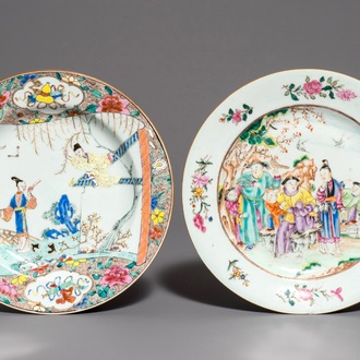 Twee Chinese famille rose borden, Yongzheng/Qianlong