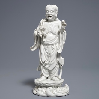 Un modèle de Liu Hai et le crapaud en blanc de Chine de Dehua, marque de Xie Bamboo, début du 19ème