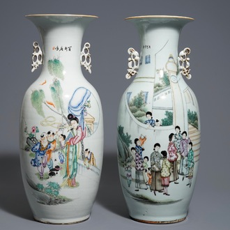 Twee Chinese famille rose vazen, 19/20e eeuw