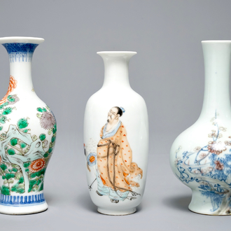 Drie Chinese vazen, diverse merken, 19/20e eeuw