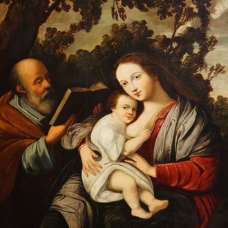 Navolger van Hendrick van Balen, Antwerpse school: Heilige familie, olie op paneel, 16/17e eeuw