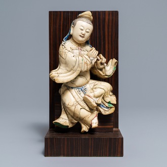 Een Chinese zeepstenen figuur van de onsterfelijke Han Xiangzi, Kangxi