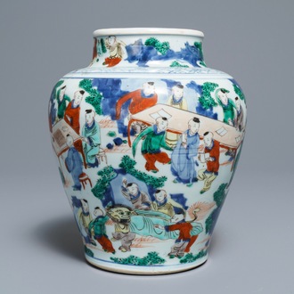 Een Chinese wucai '100 jongens' balustervaas, Transitie periode