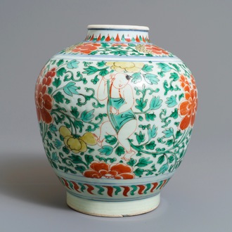 Een Chinese wucai pot met jongens en pioenen, Transitie periode