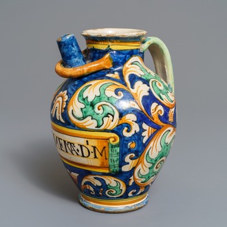 An Italian maiolica wet drug jar, prob. Montelupo, 17th C.