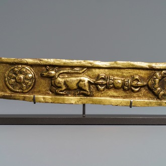 Een verguld koperen altaarfragment, Tibet, 17e eeuw