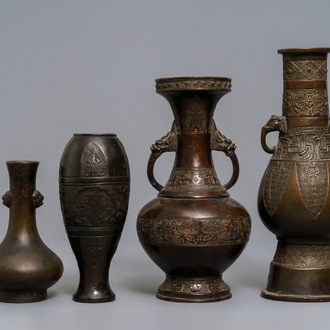 Vier Chinese bronzen vazen, Song en later