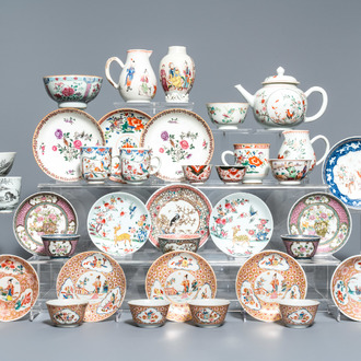Een collectie divers Chinees famille rose en grisaille porselein, Yongzheng/Qianlong