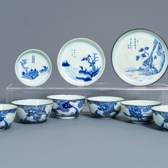 Een collectie divers Chinees 'Bleu de Hue' porselein voor de Vietnamese markt, 19e eeuw