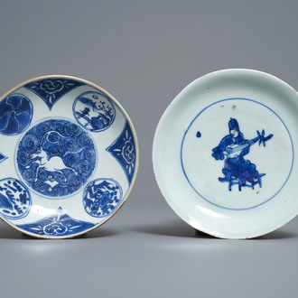Twee Chinese blauw-witte ko-sometsuke borden voor de Japanse markt, Tianqi
