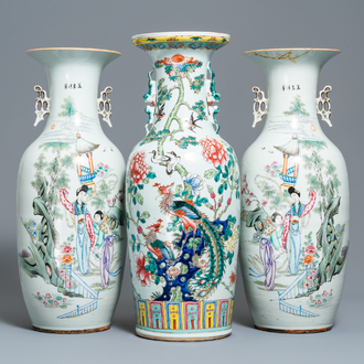 Drie Chinese famille rose vazen, 19/20e eeuw