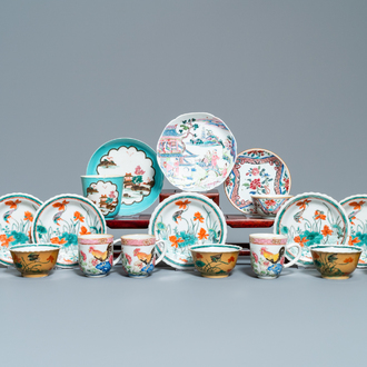 Tien Chinese famille rose en verte koppen en acht schotels, Yongzheng en later