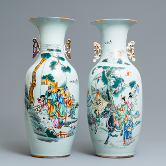Twee Chinese famille rose vazen, 19/20e eeuw