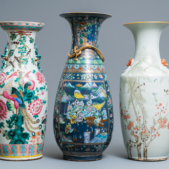 Drie Chinese famille rose vazen, 19/20e eeuw