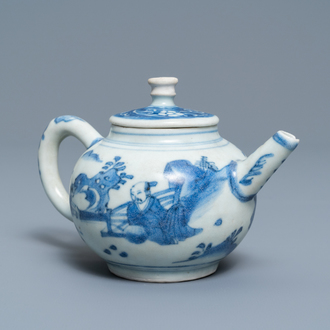 Een Chinese blauw-witte theepot met figuren, Hatcher cargo scheepswrak, Transitie periode