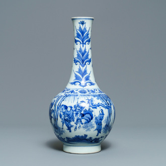 Een Chinese blauw-witte flesvormige vaas, Transitie periode