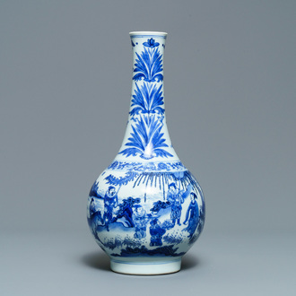 Een Chinese blauw-witte flesvormige vaas, Transitie periode
