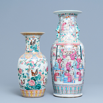 Twee Chinese famille rose vazen, 19e eeuw