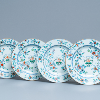Vier Chinese doucai schotels, Kangxi