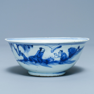 Een Chinese blauw-witte kom met Wang Xizhi, Transitie periode