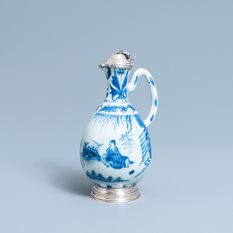 Een Chinese blauw-witte kan met zilveren montuur, Transitie periode
