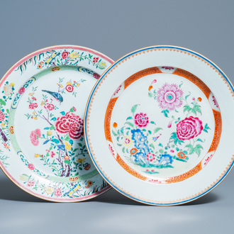 Twee Chinese famille rose schotels, Yongzheng/Qianlong