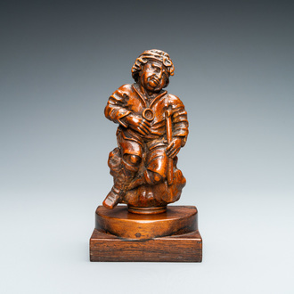 Een palmhouten figuur van een bedelaar, Vlaanderen, 17/18e eeuw