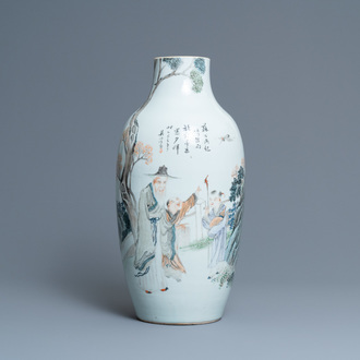 Een Chinese qianjiang cai vaas, 19e eeuw